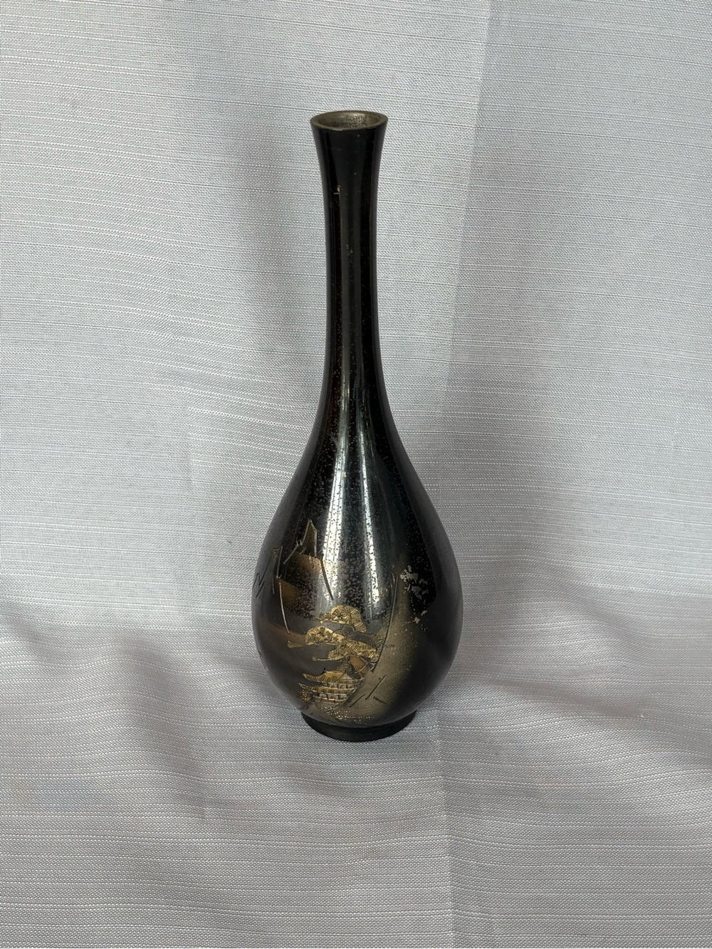 Made In Japan Vintage Black and Gold Decorative Bud Vase - Home Accents